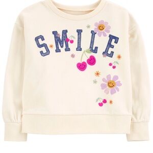 Carter’s Toddler Girl Smile Sweatshirt 2T Beige Cherry Flower Pullover